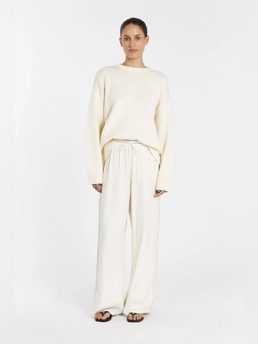 DISSH Cream Scoop Neck Knit Sweater